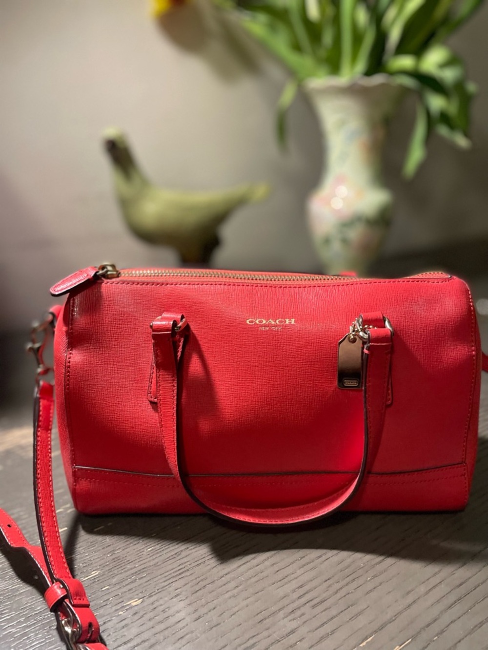 Coach Red Saffiano Leather Satchel